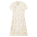 Lace Frog-Button Mini Dress