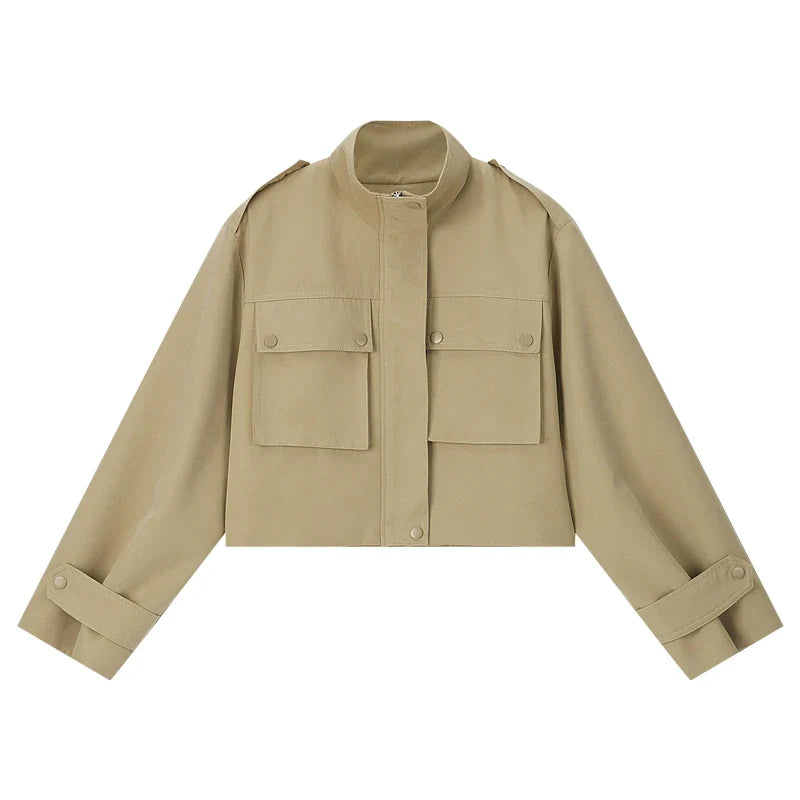 Utility-Pocket Cropped Jacket
