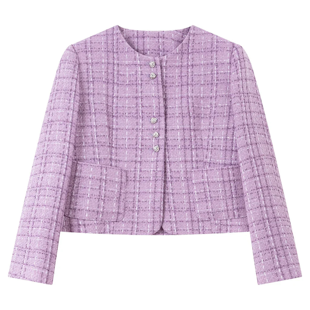 Textured Cropped Collarless Jacket