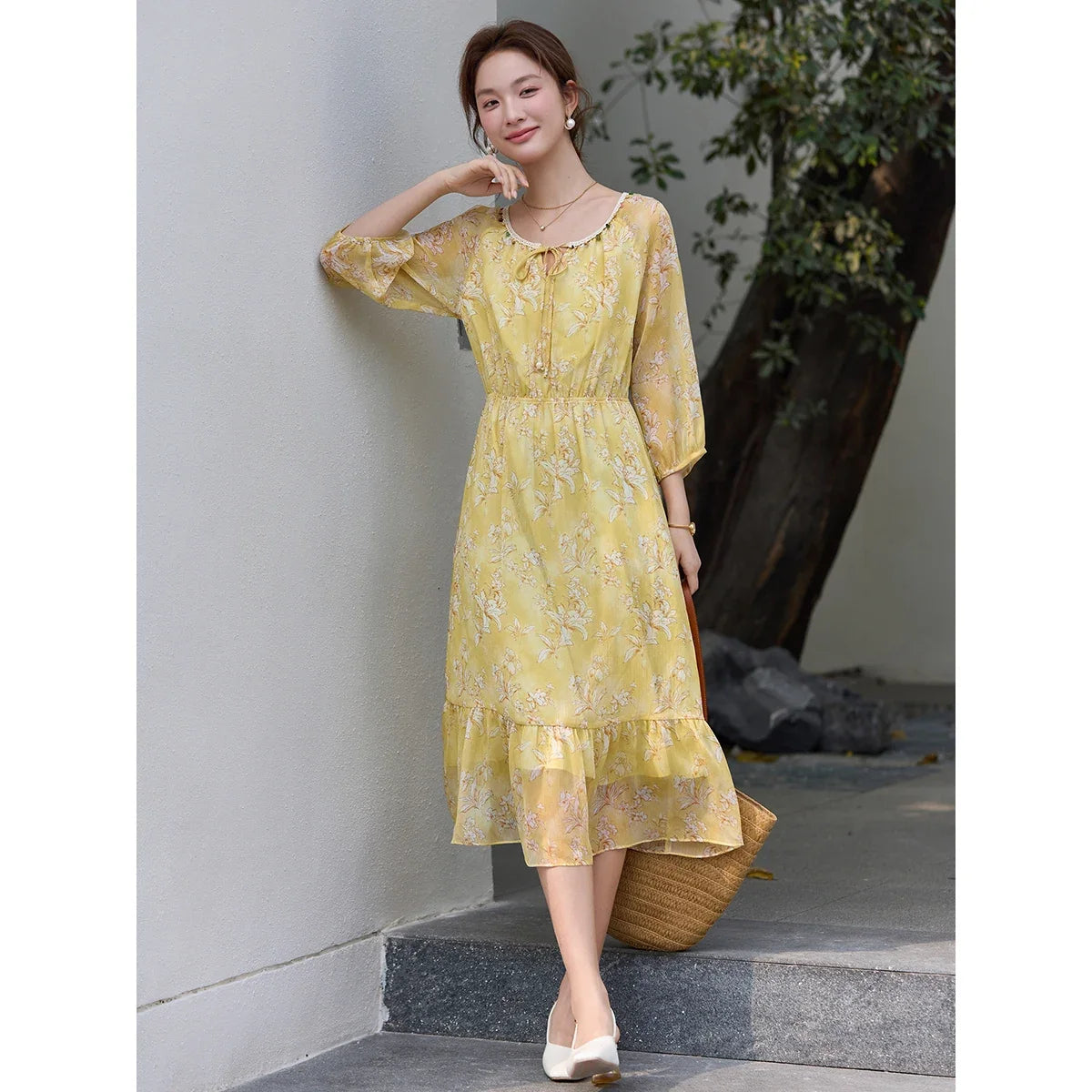 Floral Tiered Midi Dress