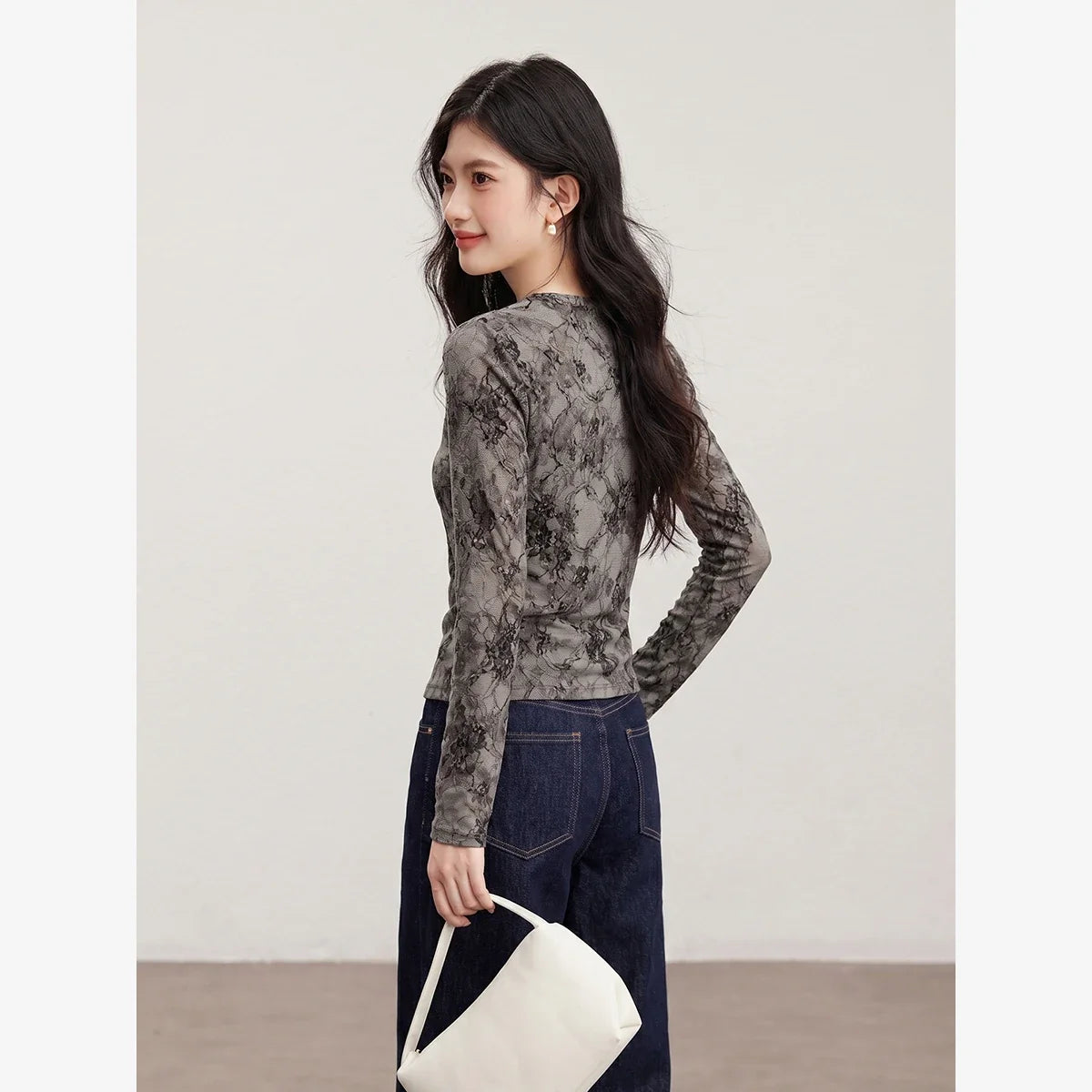 Floral Mesh Mock-Neck Top