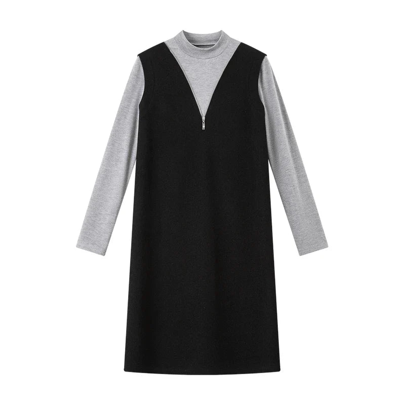 Layered V-Neck Shift Dress