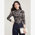 Floral Mesh Mock-Neck Top