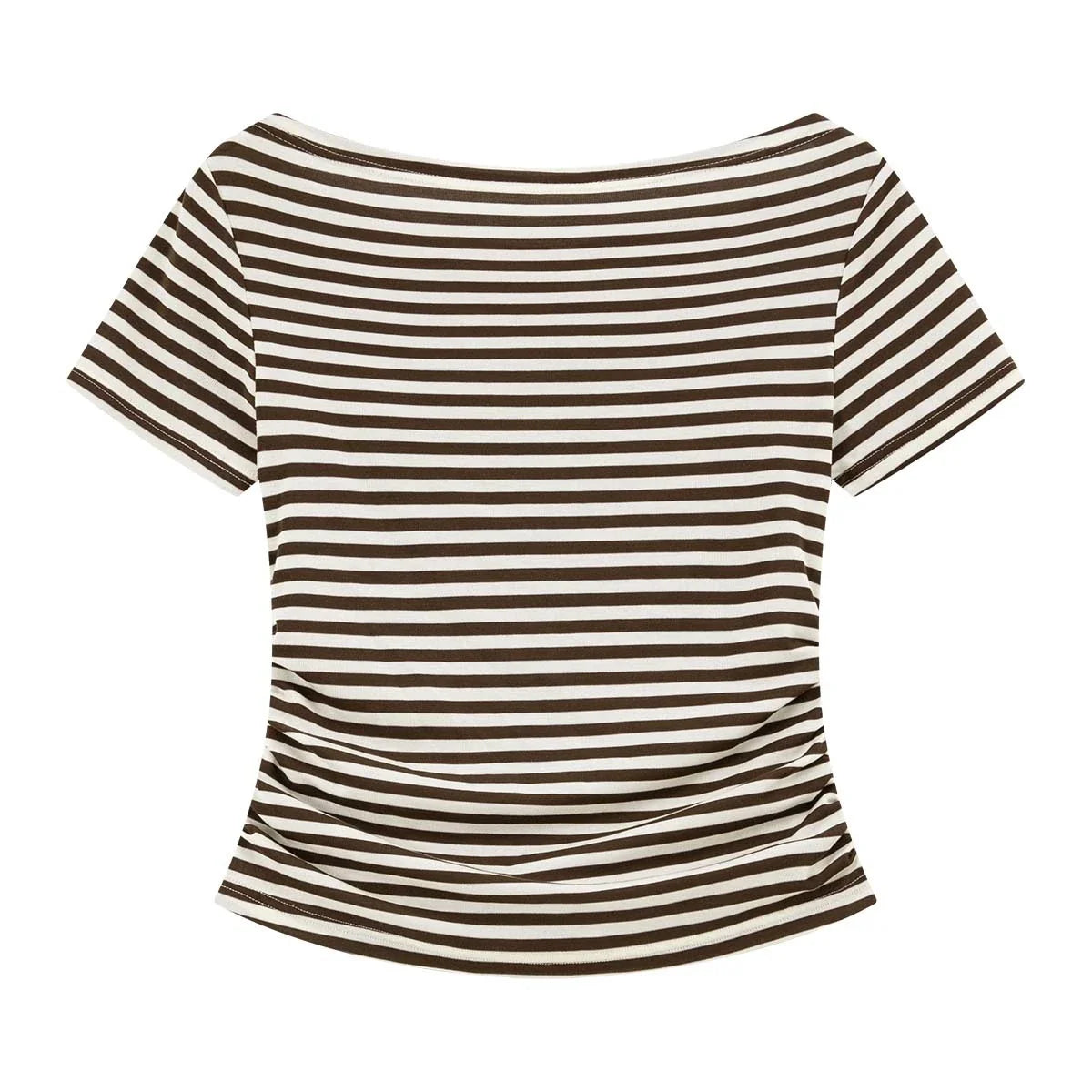 Striped Ruched Short-Sleeve Top