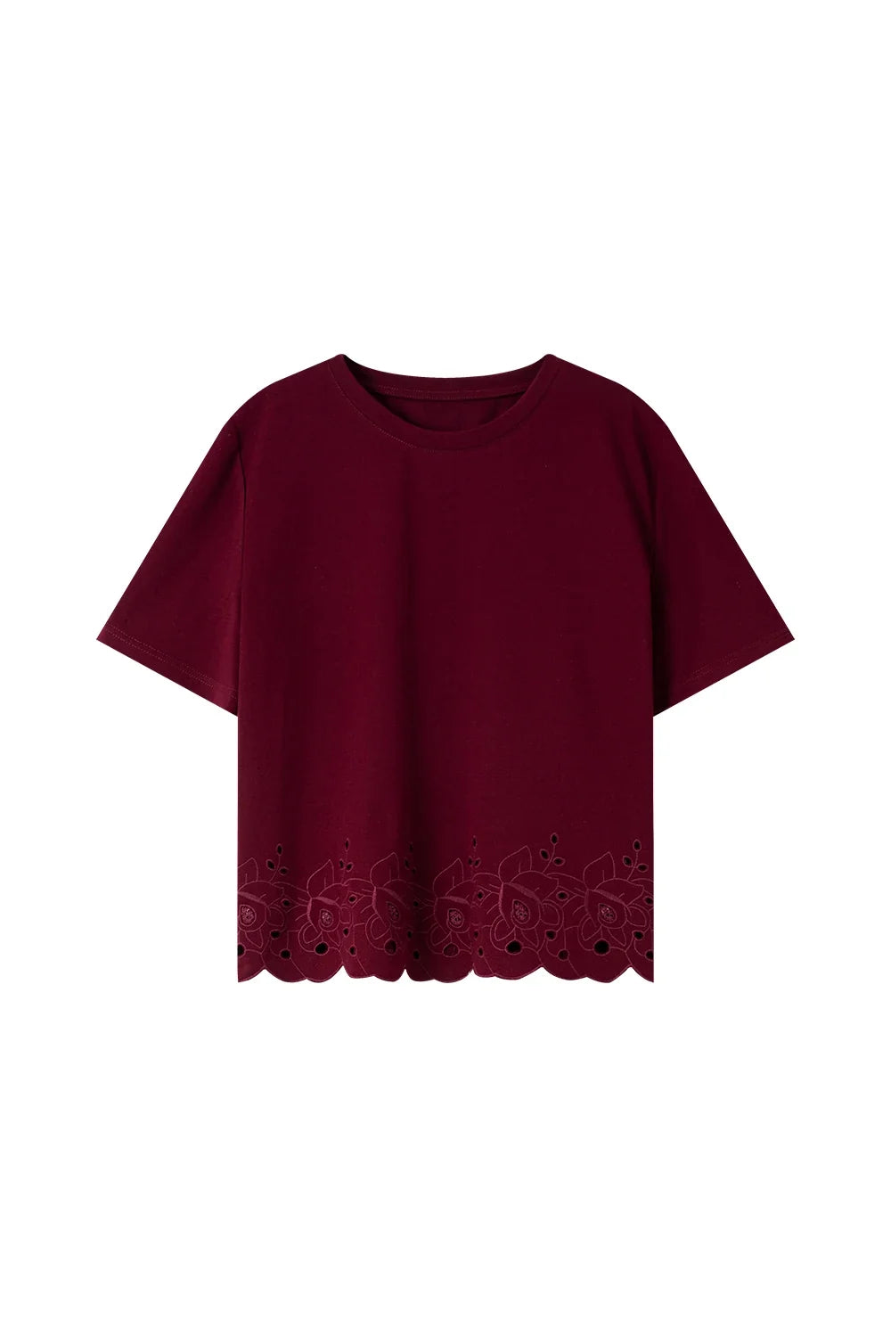 Eyelet-Hem Long-Sleeve Tee