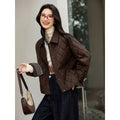 Contrast-Collar Quilted Cropped Jacket