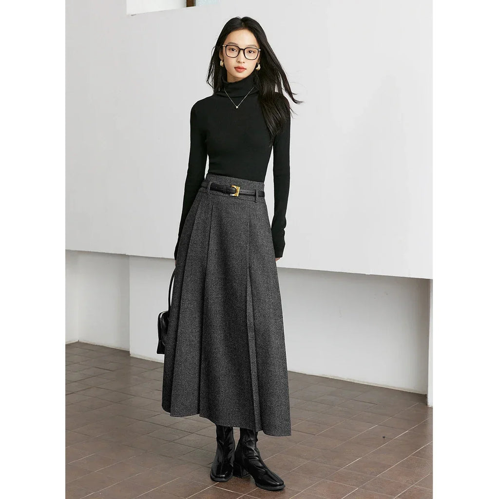 Box-Pleat Midi Skirt
