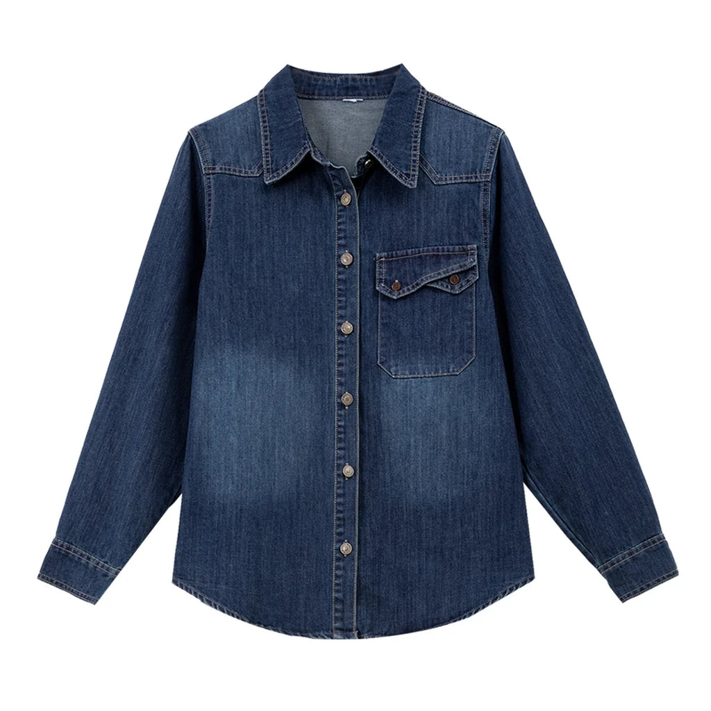 Button-Front Denim Shirt