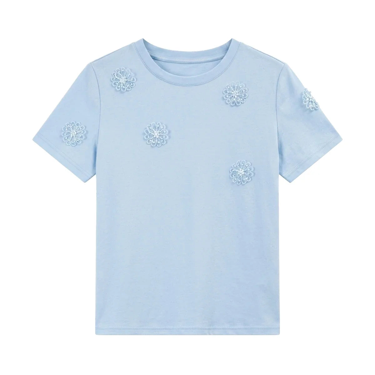 Floral Applique Short-Sleeve Tee