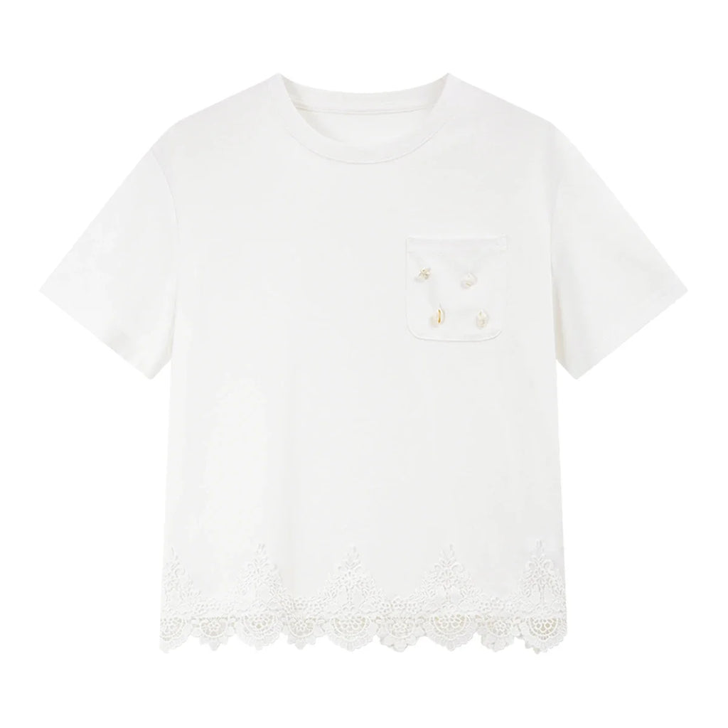 Lace-Hem Pocket Tee