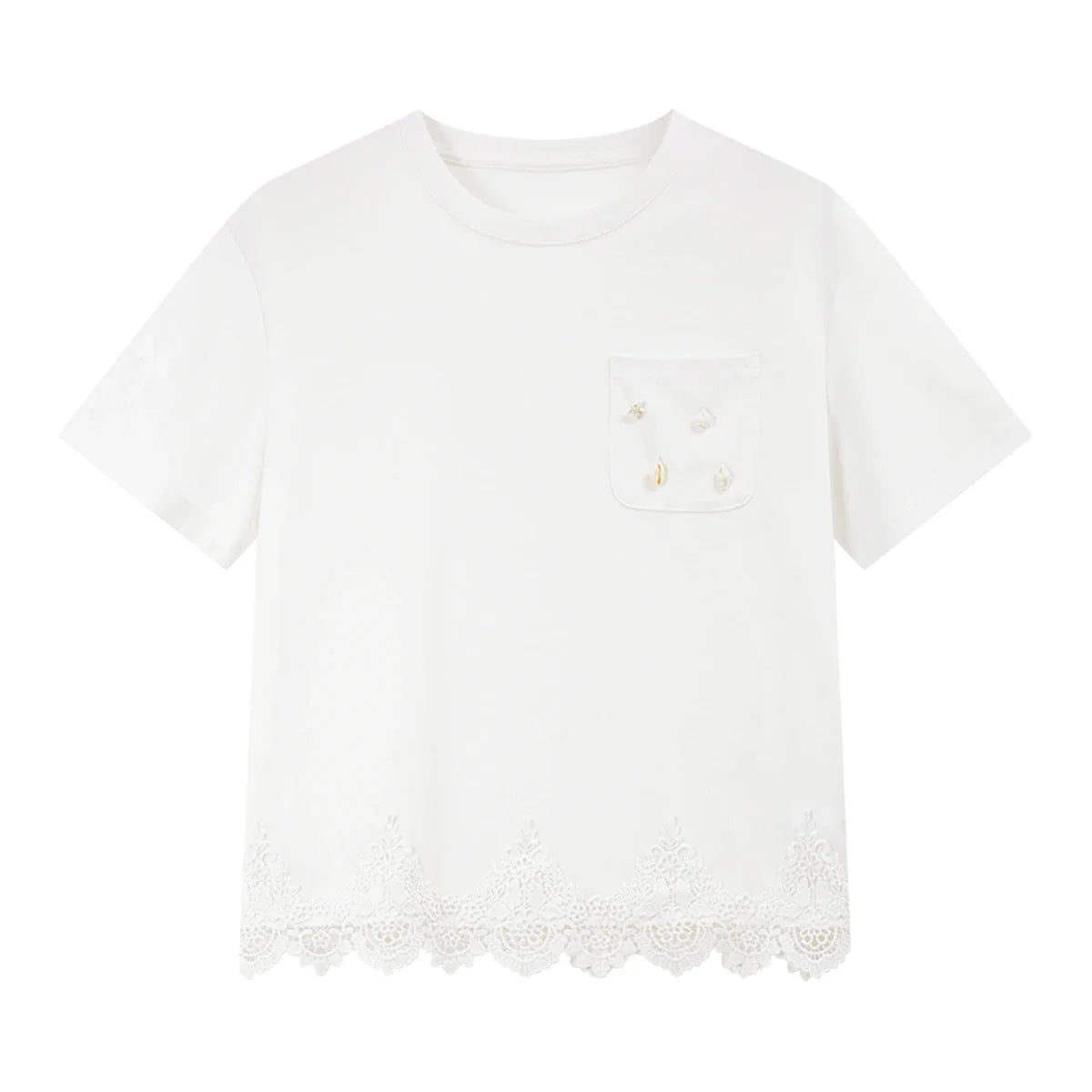 Lace-Hem Pocket Tee