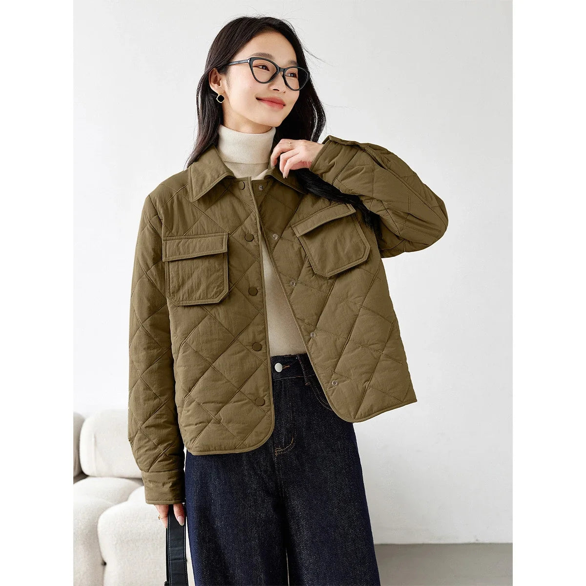 Diamond-Quilted Patch-Pocket Jacket