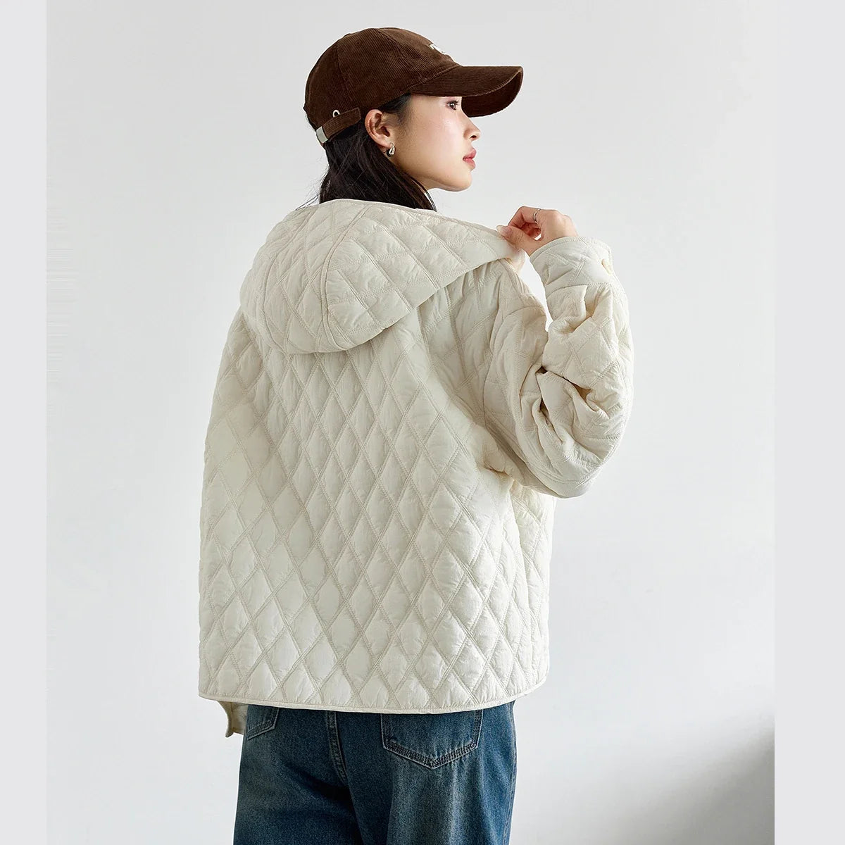 Quilted Hooded Cropped Jacket