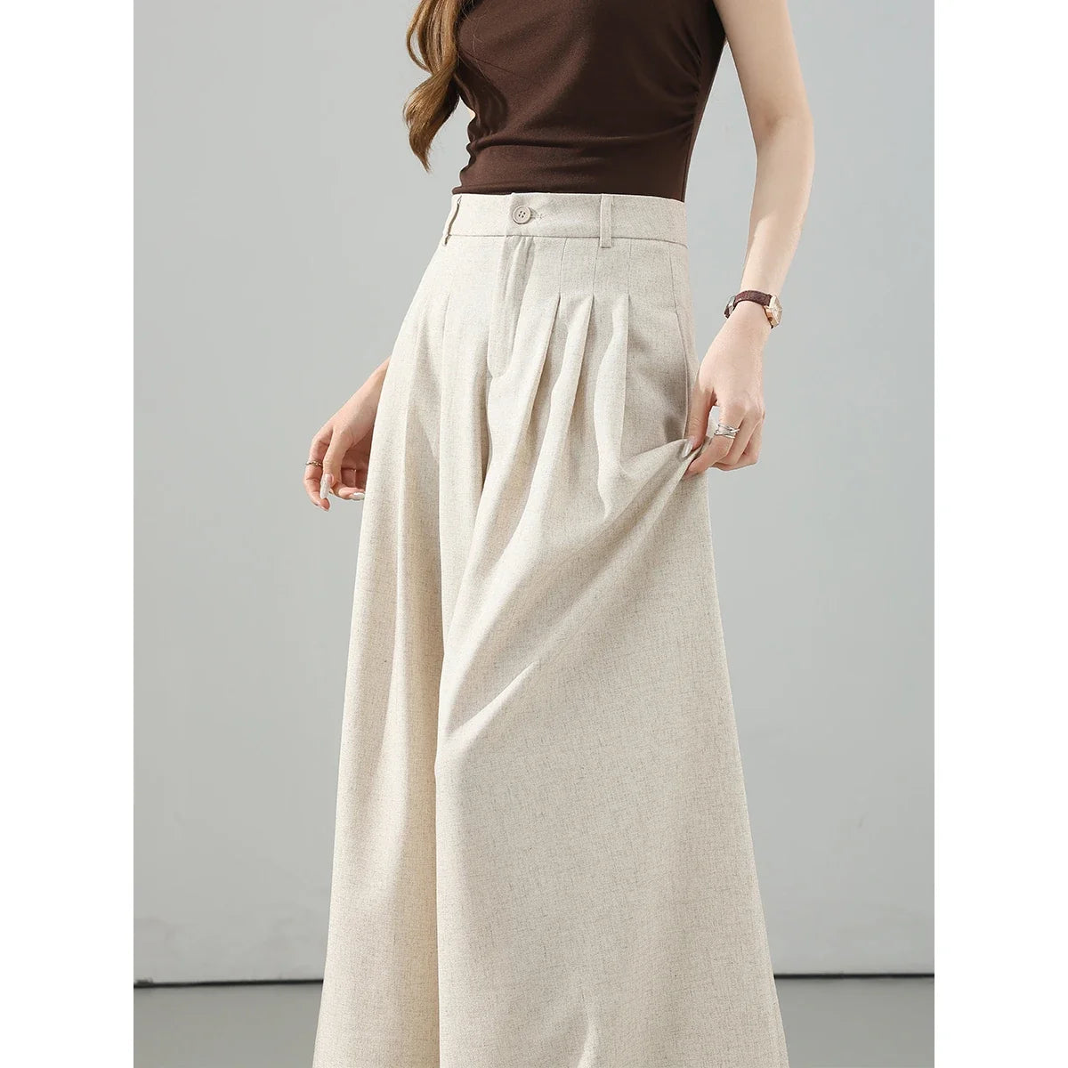 Box-Pleat Wide-Leg Trousers