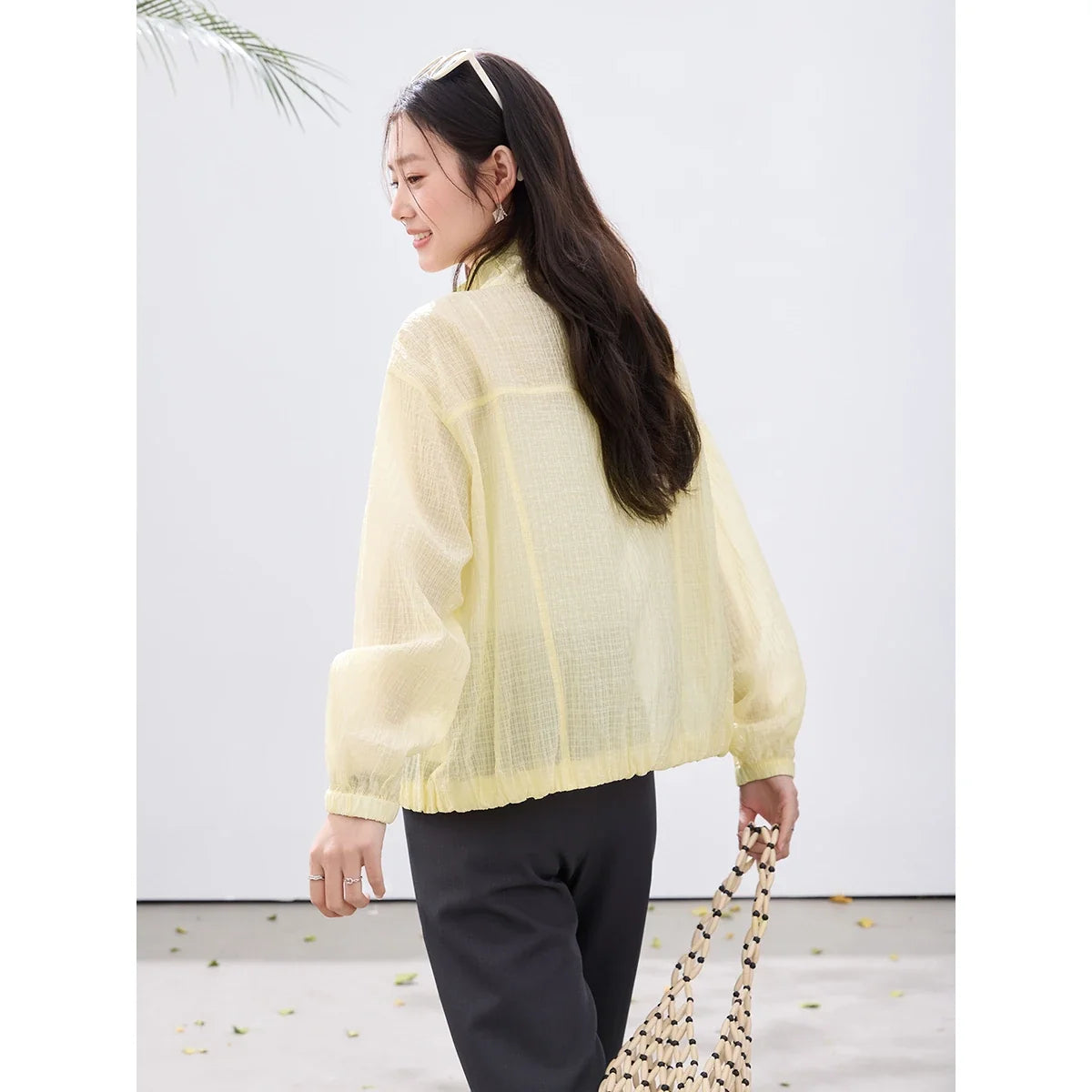 Zip-Front Lightweight Cropped Jacket