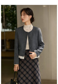 Lace-Hem Collarless Cropped Jacket