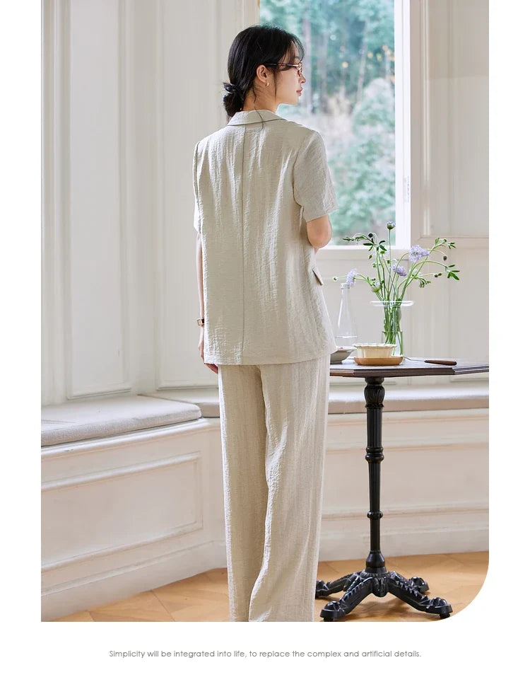 Short-Sleeve Wide-Leg Trouser Set