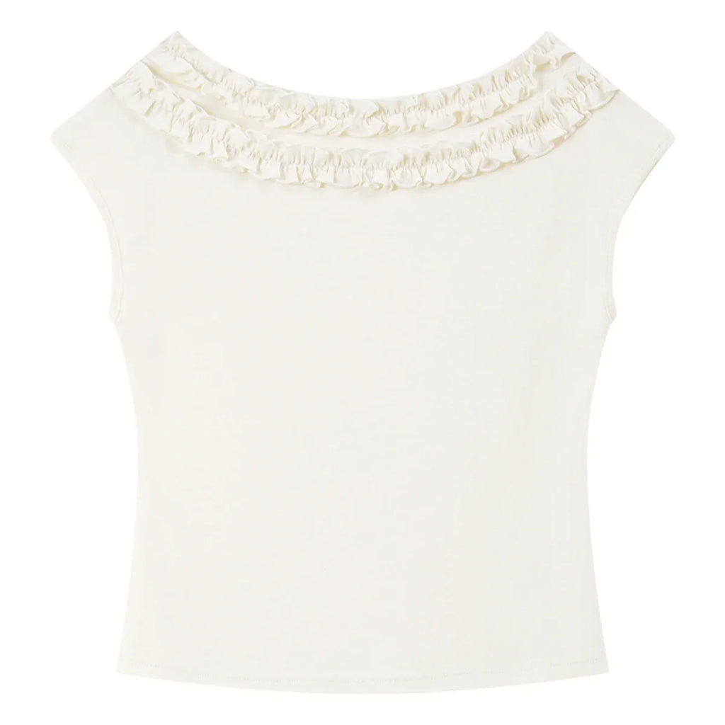 Ruffle-Trim Off-Shoulder Top