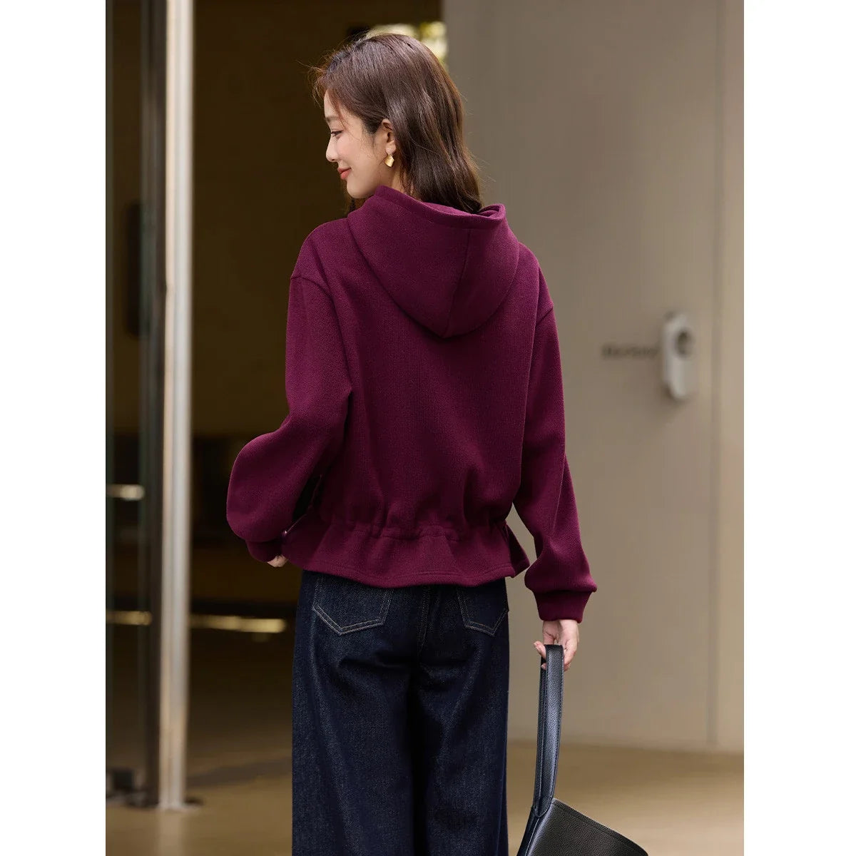 Drawstring-Waist Pullover Hoodie