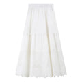Eyelet-Hem Tiered Midi Skirt
