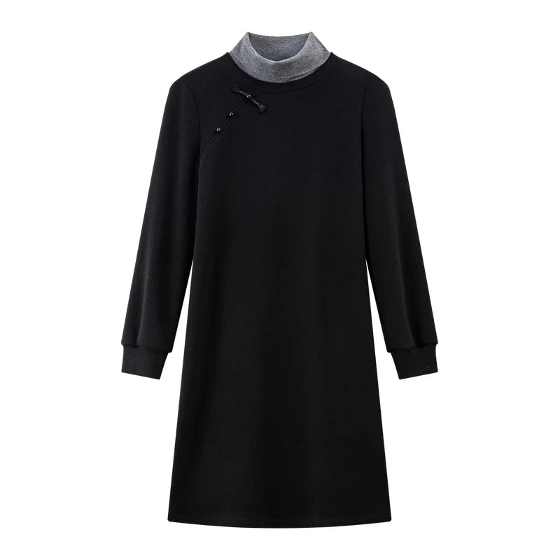 Layered Turtleneck Shift Dress