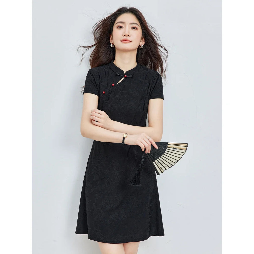 Frog-Button Mini Dress