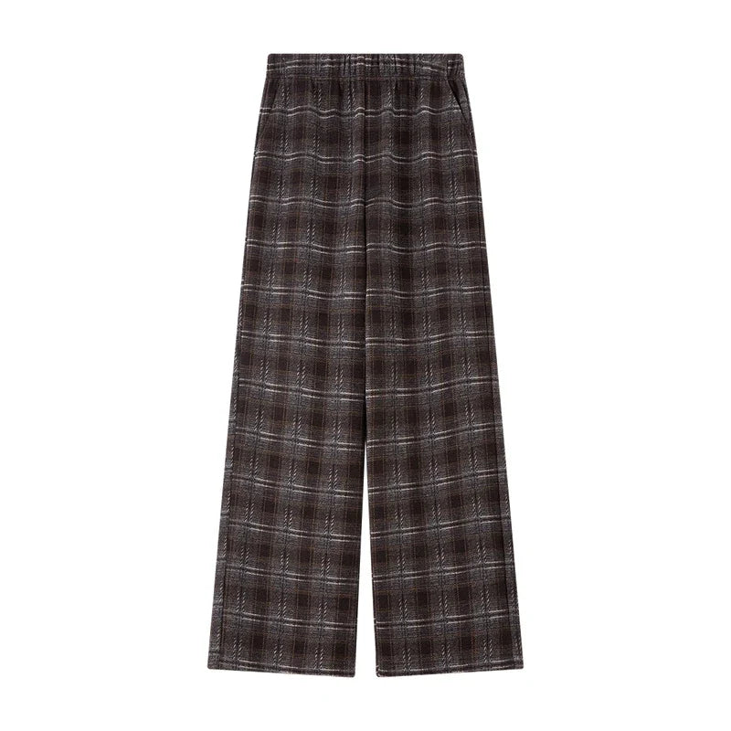 Plaid Wide-Leg Trousers