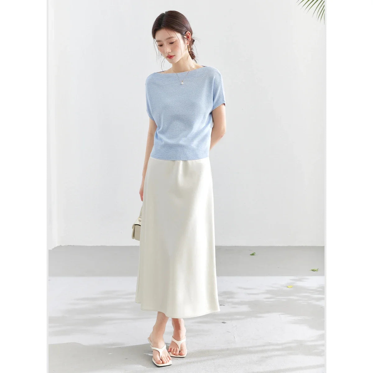Off-Shoulder Dolman-Sleeve Knit Top