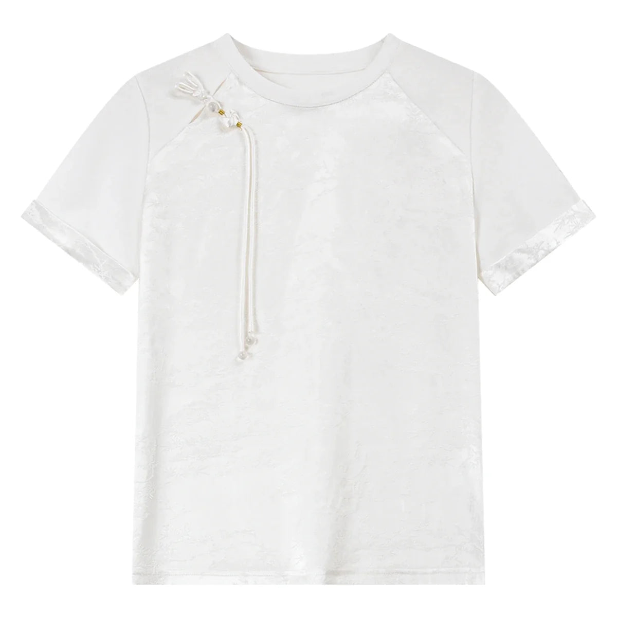 Asymmetric Frog-Button Short-Sleeve Tee