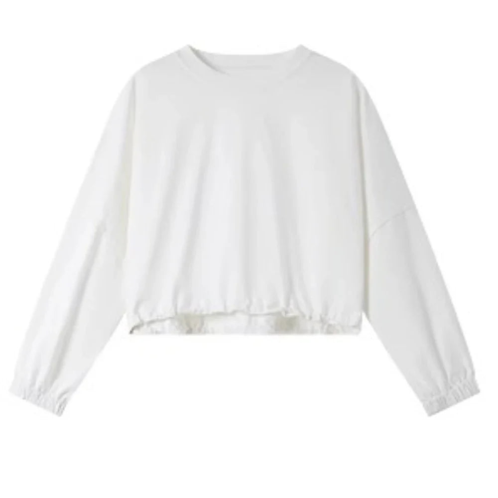 Drawstring-Hem Crew-Neck Sweatshirt
