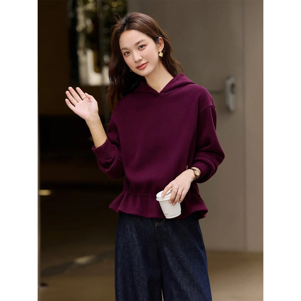 Ruffle-Hem Pullover Hoodie