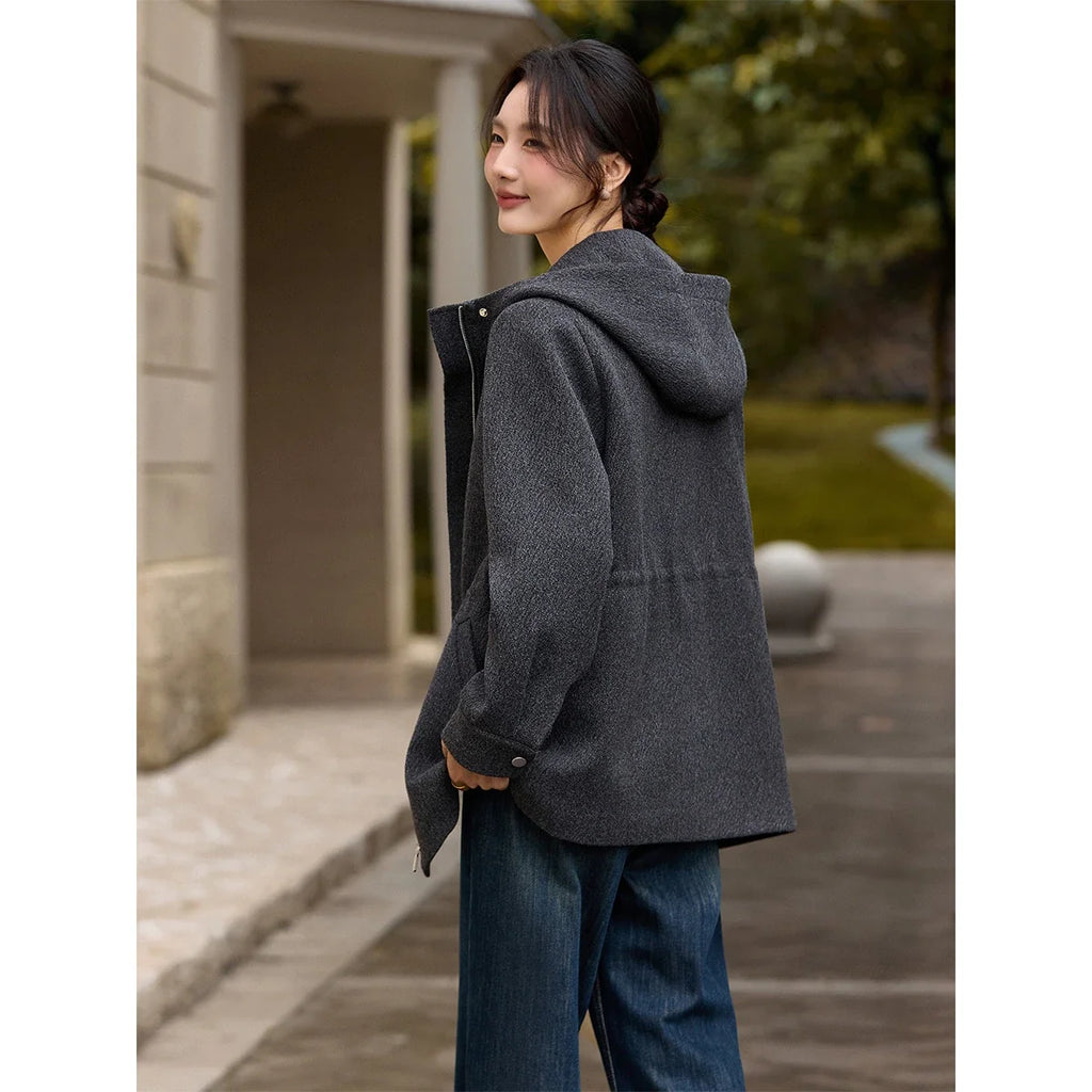 Hooded Drawstring Utility Jacket