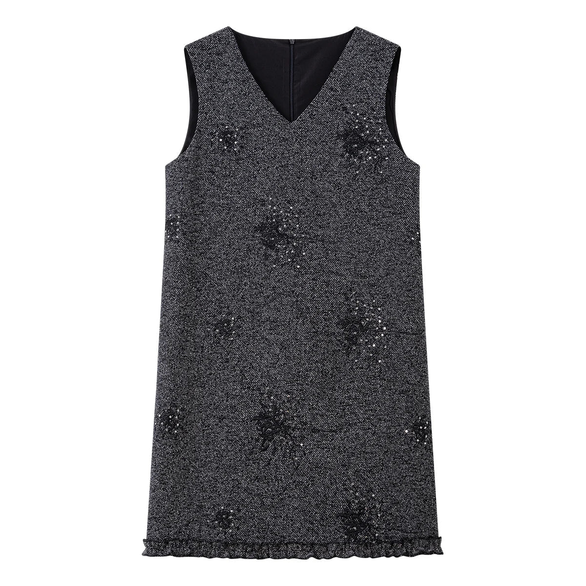 V-Neck Embellished Sleeveless Mini Dress