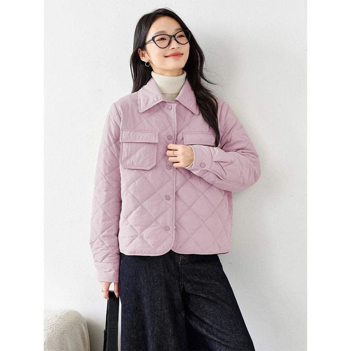 Diamond-Quilted Utility Cropped Jacket