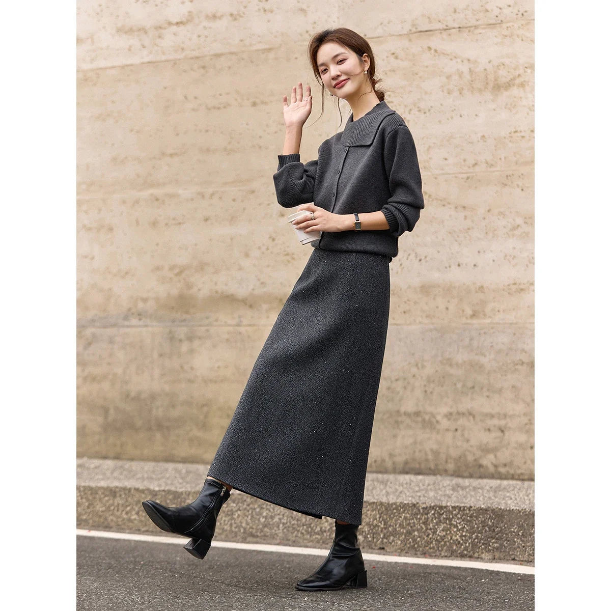 Glitter A-Line Midi Skirt