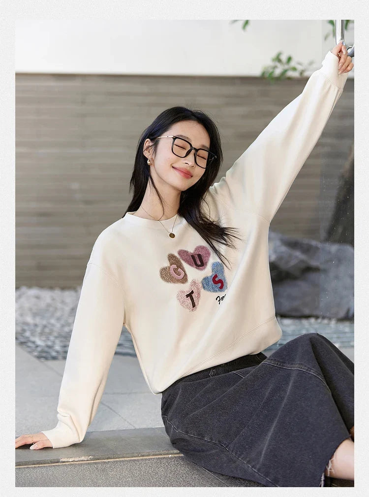 Letter-Applique Crew-Neck Sweatshirt