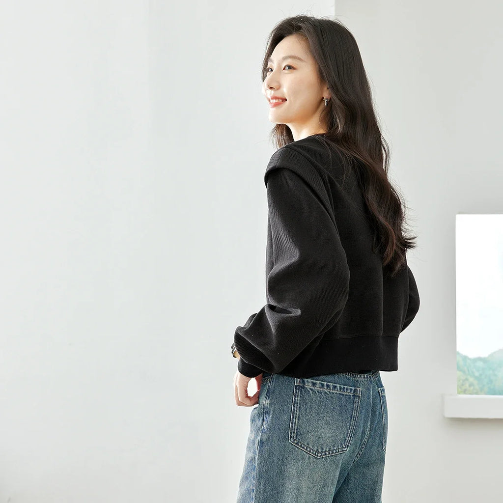 Cropped Drop-Shoulder Sweatshirt