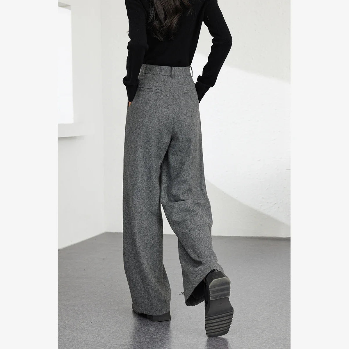 Pleat-Front Wide-Leg Trousers