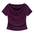 Draped Cowl-Neck Short-Sleeve Top