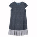 Ruffle-Hem Short-Sleeve Shift Dress