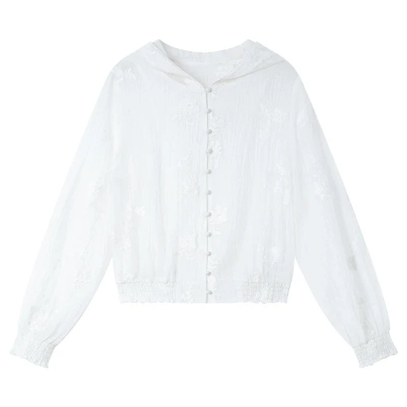 Embroidered Hooded Cropped Jacket