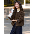 Contrast-Cuff Collarless Jacket