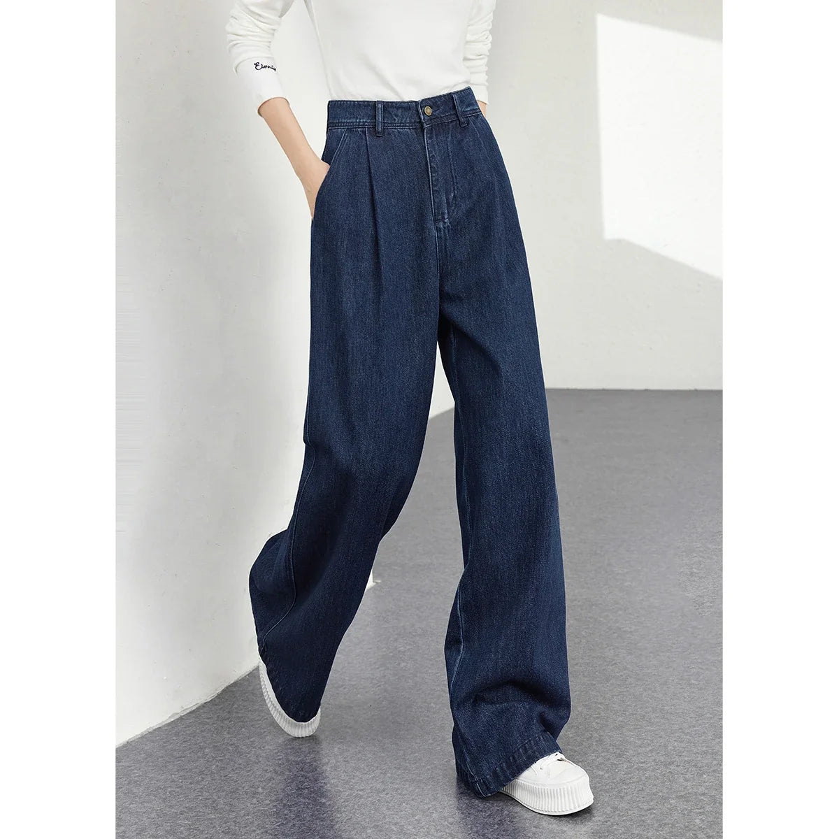 Wide-Leg Denim Trousers