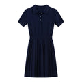 Polo-Collar Pleated Mini Dress