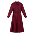 Belted Collared Midi Shirt Dress