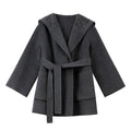 Belted Shawl-Collar Wrap Coat
