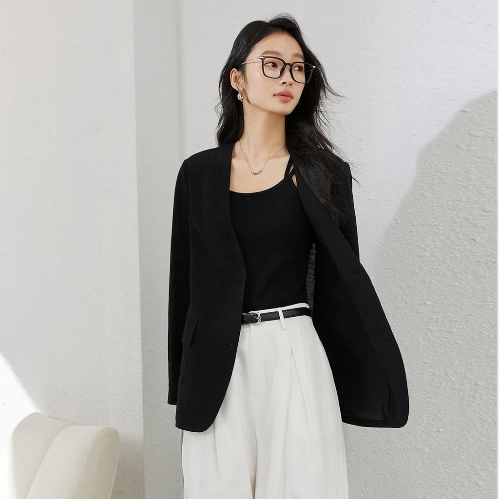 Relaxed Two-Button V-Neck Blazer