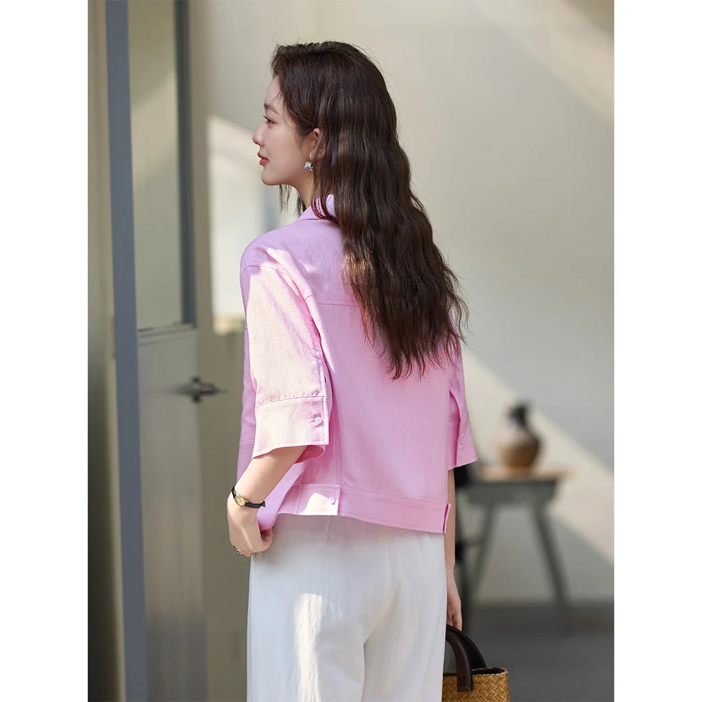Cropped Short-Sleeve Shirt Jacket