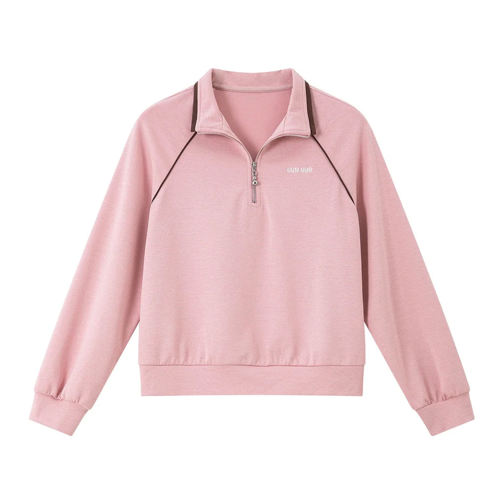 Half-Zip Contrast-Collar Sweatshirt