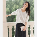 Lace-Trim V-Neck Long-Sleeve Top